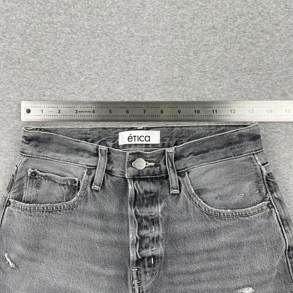 ETICA Brandy Long Denim Shorts Womens 25 Gray Quartzsite Organic Cotton Bermuda